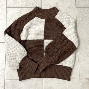 Checkered brown sweater